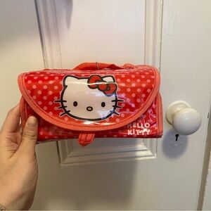 Hello Kitty 2011 Sanrio Red Polka Dot Pvc Plastic Travel Bag Roll Up EUC